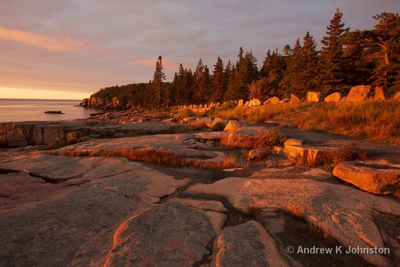 1008_40D_4224.JPG - Sunrise over rocks at Otter Point, Acadia National Park, Maine